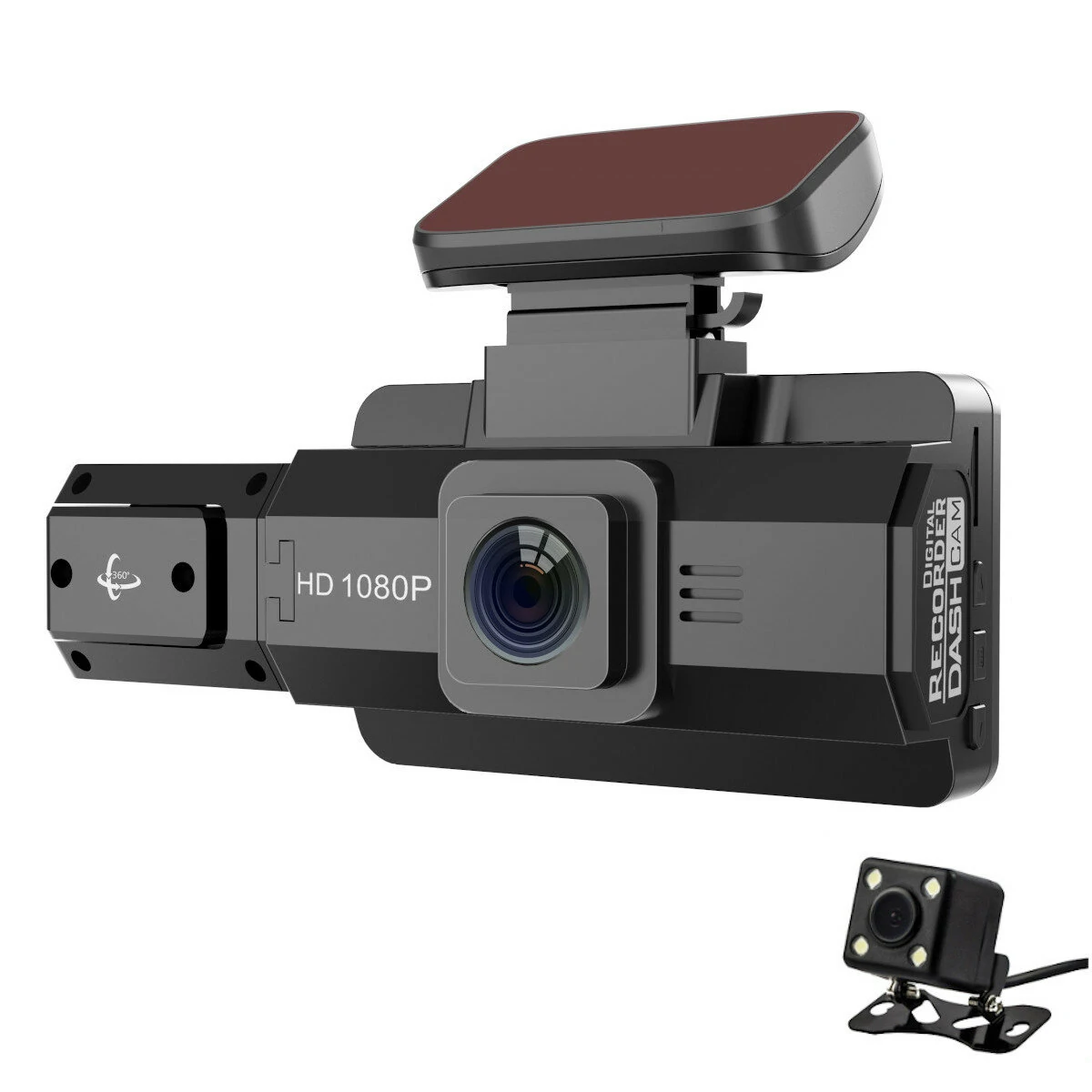 A88 HD 1080P 360° Rotation Car DVR Dash Cam 3 Inch IPS Screen Dual Lens Reversing Image G-sensor Infrared Night Vision Microphone