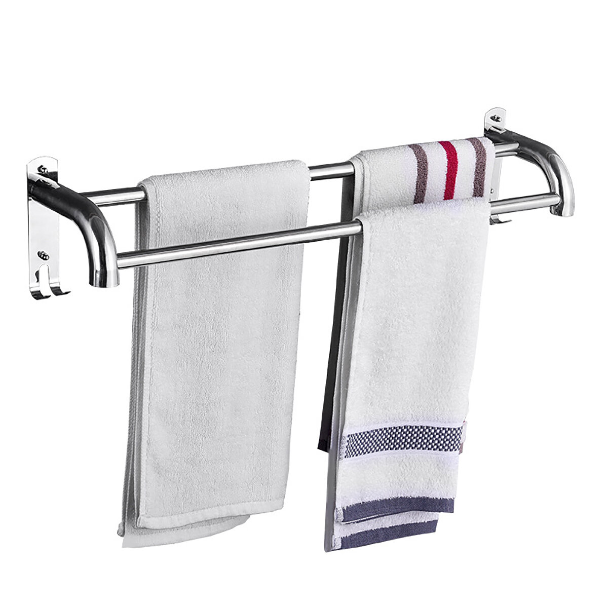 80cm Stainless Steel Single Double Shelf Wall Mounted Bath Towel Rail Rack for Bathroom Storage Shelf Towel Racks