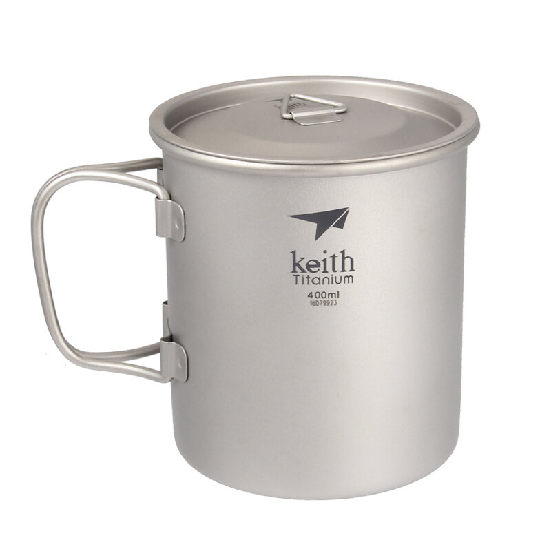 Keith Ti3203 400ml Folding Handle Cup Antibacterial Lightweight Soup Pot Water Cup Camping Picnic BBQ Tableware