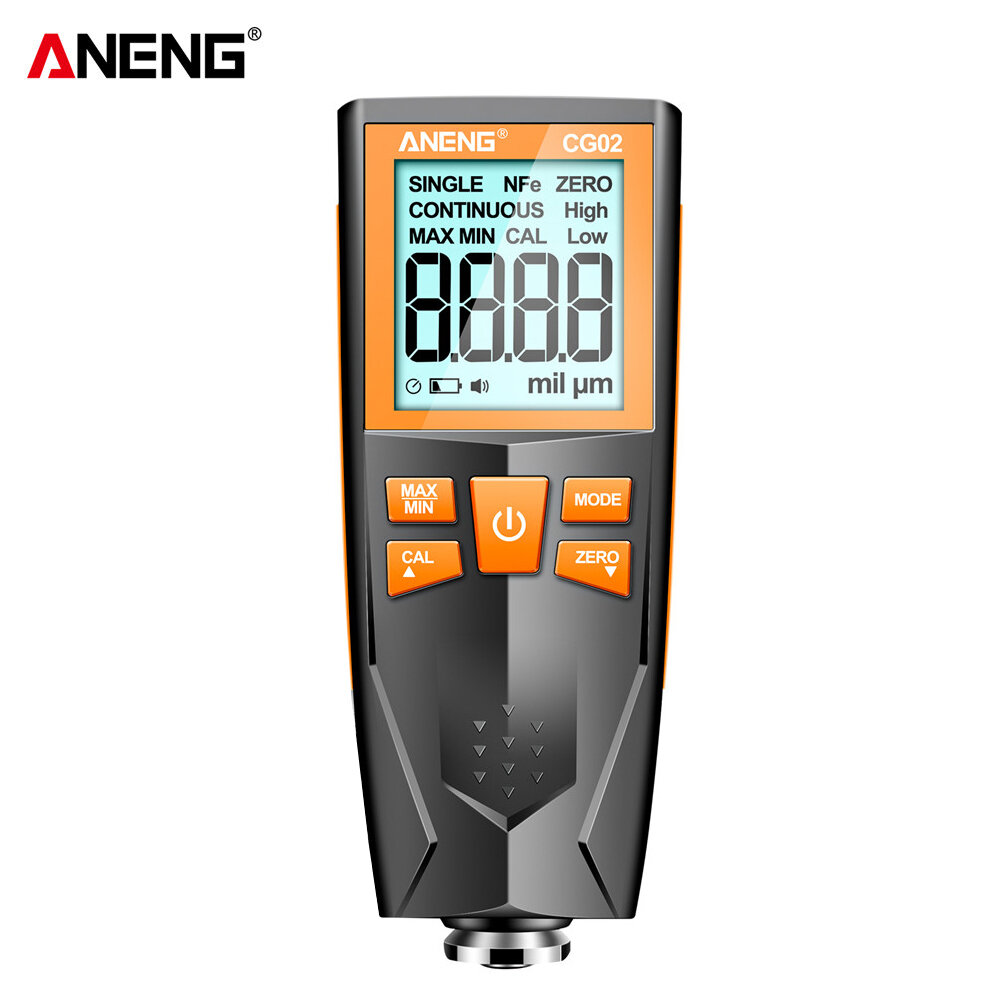 

ANENG CG02 Coating Thickness Gauge Meter 0.1micron/0-1500UM Car Paint Film Thickness Tester Measuring FE/NFE Manual Pain