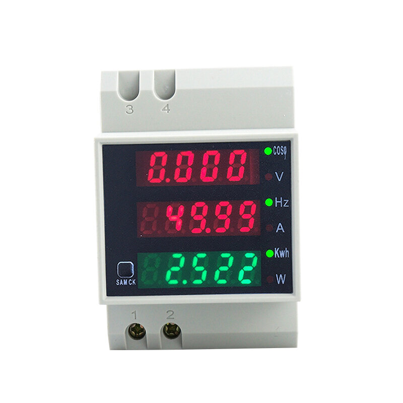 D52-2058 Wattmeter Din Rail Volt Stroommeter Power Factor Digitale Meter AC80-300V multifunctionele 