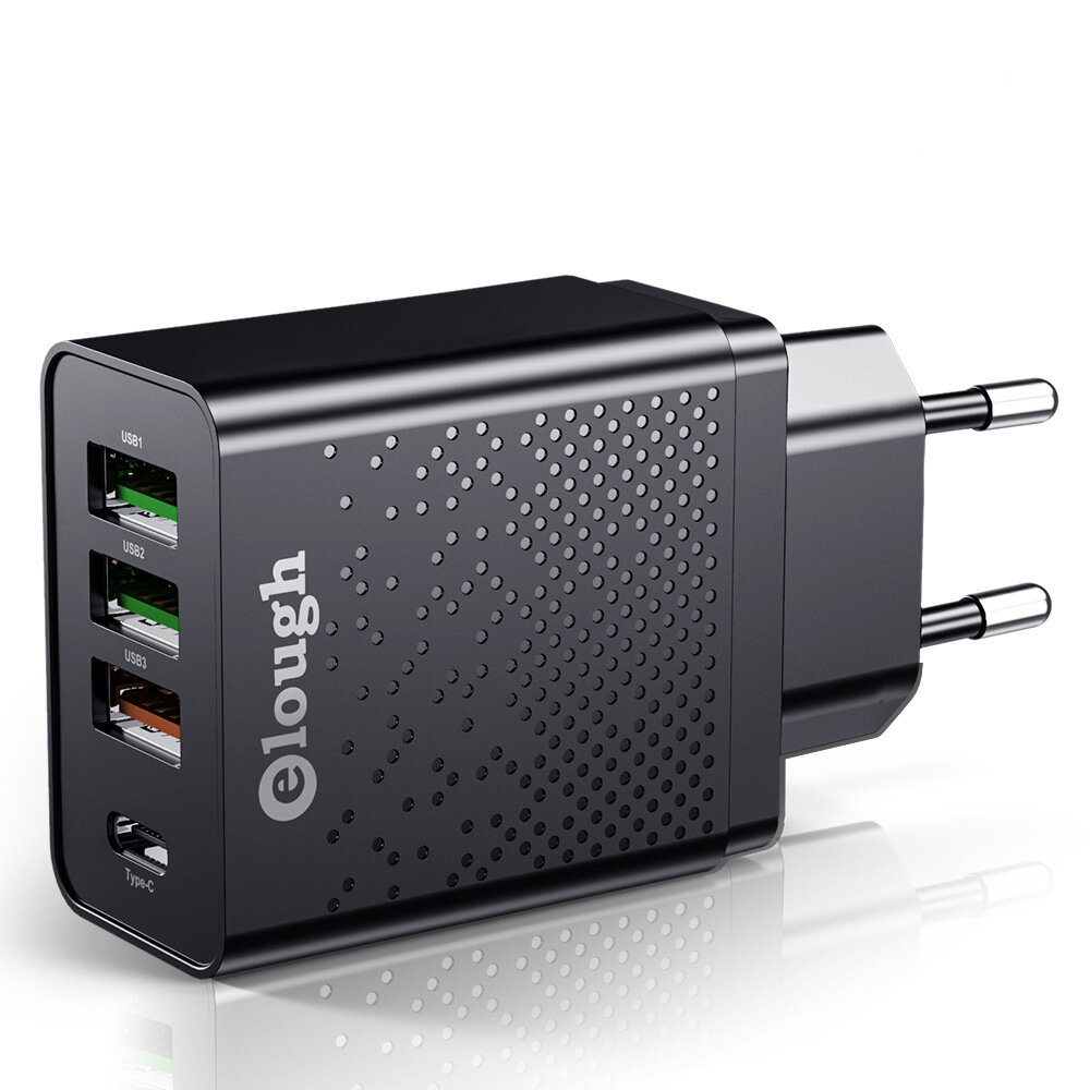 Elough ELK-6XX 20W 4 Port 3 USB + Type-C PD4.0 QC3.0 Fast Charging EU/US Plug Charger for Samsung Galaxy S21 Note S20 ul