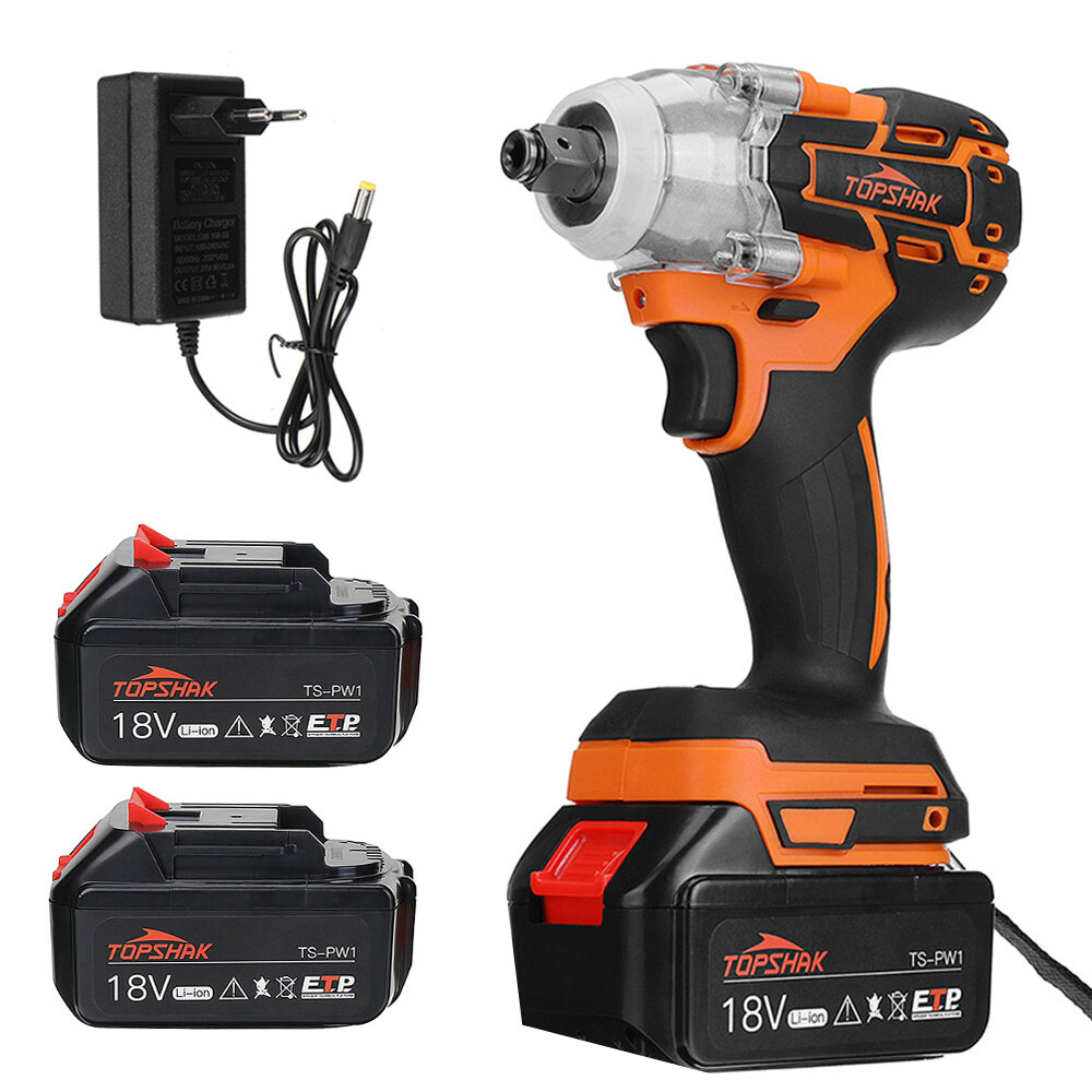

[EU Direct]Topshak TS-PW1A 380N.M Brushless Electric Impact Wrench with Two Batteries LED Working Light Rechargeable Woo
