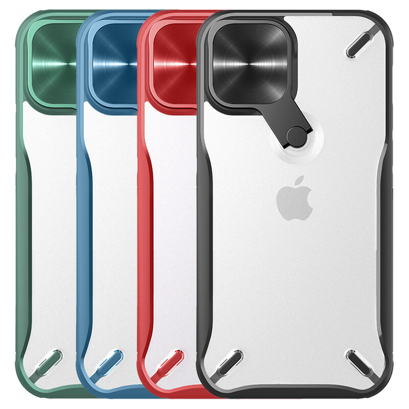 Nillkin voor iPhone 12 Pro/12 Hoesje Multifunctionele bumpers met lensafdekking Standaard Doorschijn