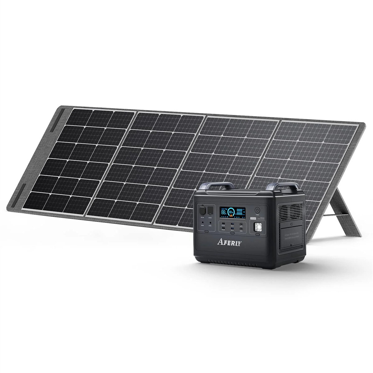 [EU Direct] Aferiy Fuente de alimentación portátil de 2000 W con juego de panel solar de 200 W, batería de almacenamiento LiFePO4 de 1997 Wh / 624000 mAh, UPS Dispositivo ininterrumpido para ahorrar energía en campamentos al aire libre enchufe de la UE