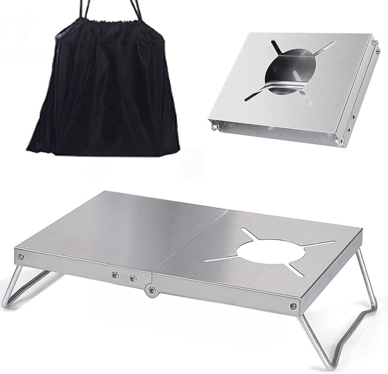 IPRee® Нержавеющая стальная подставка для кемпинговой плиты, термоизоляционный столик для газовой печи, складной кухонный плитный стол, аксессуары для плиты.