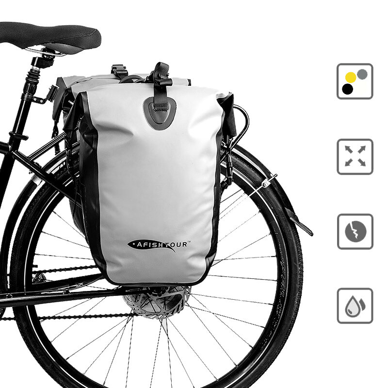 AFISHTOUR Opvouwbare 15-25L fiets-achterzitzak Waterdichte fiets-zijtas Zadelpen-tas MTB-bagage Acht