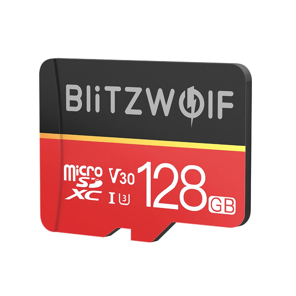 BlitzWolfR BW-TF1 Class 10 UHS-3 V30 128GB Micro SD TF Memory Card with Adapter