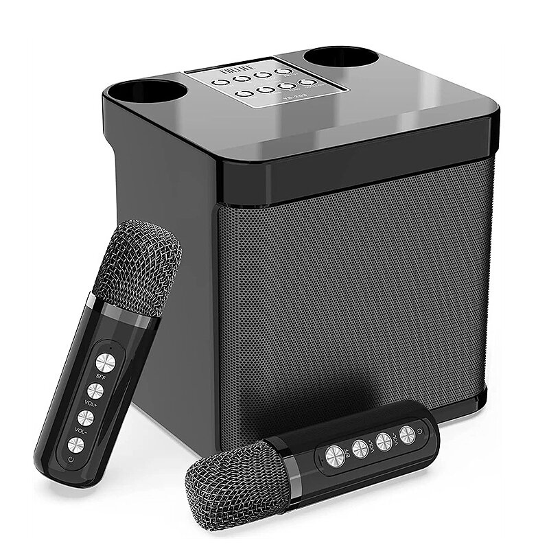 

YS203 bluetooth Speaker with Dual Wireless Microphone Surround Stereo Sound Deep Bass 3000mAh Home Karaoke Machine Kit