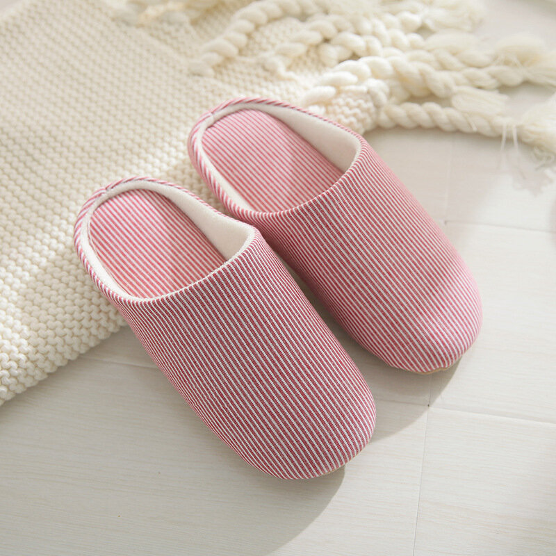 46% OFF on Women Striped Comfy Home Shoes Slippers