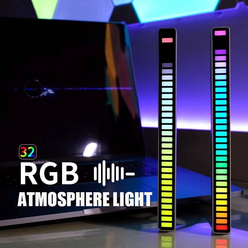 RGB USB Energy Saving Lamp Voice-activated Pickup Rhythm Light Car Ambient Lamp Music Atmosphere Lig