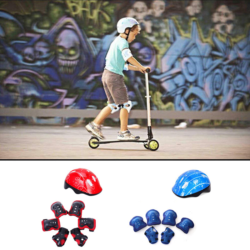 7Pcs Children Cycling Skating Skateboard Bike Helmet Elbow Knee Hand Pads Sports Protective Gear