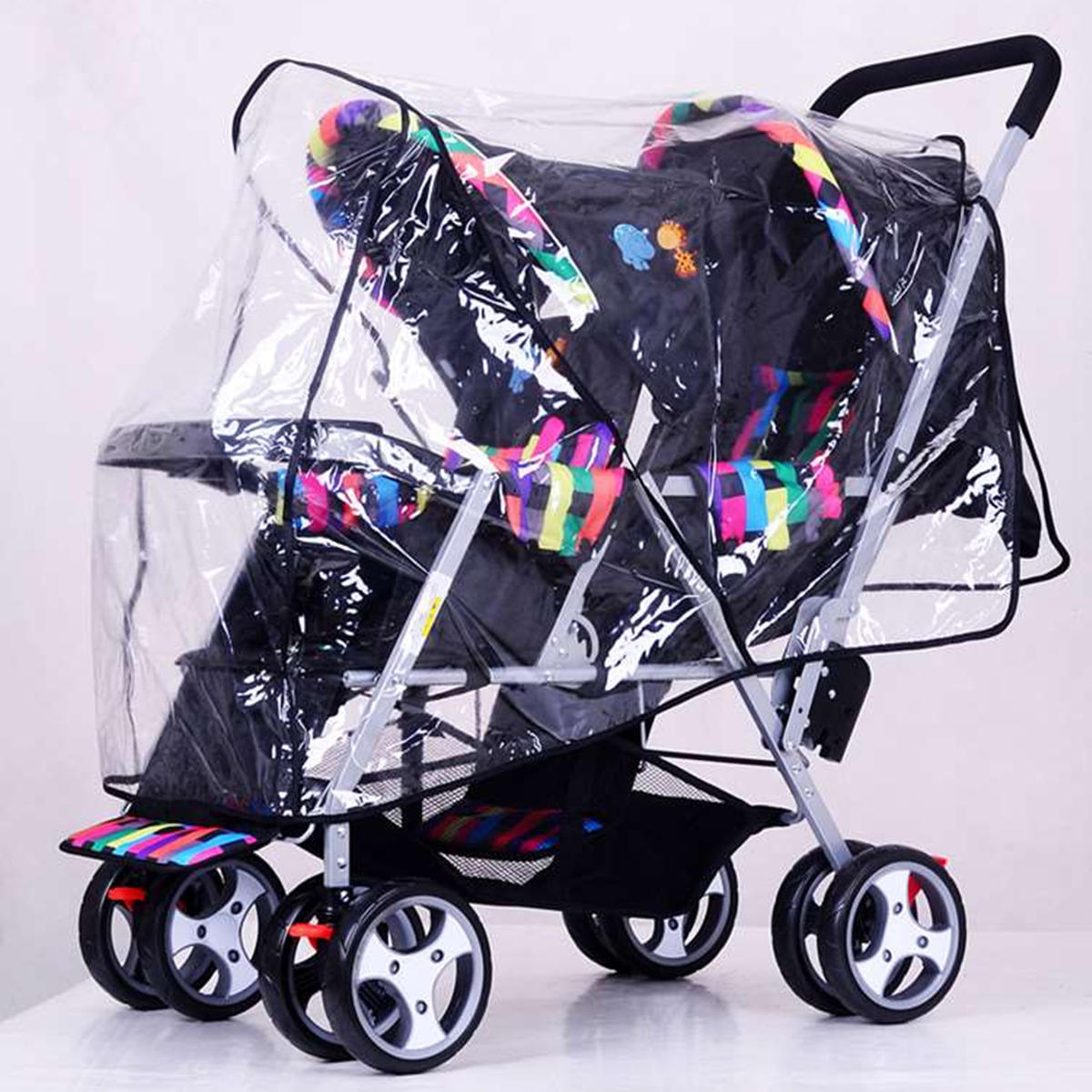 Infant Double Baby Clear Stroller Rain Cover Weather Pram Pushchair Wind Shield 
