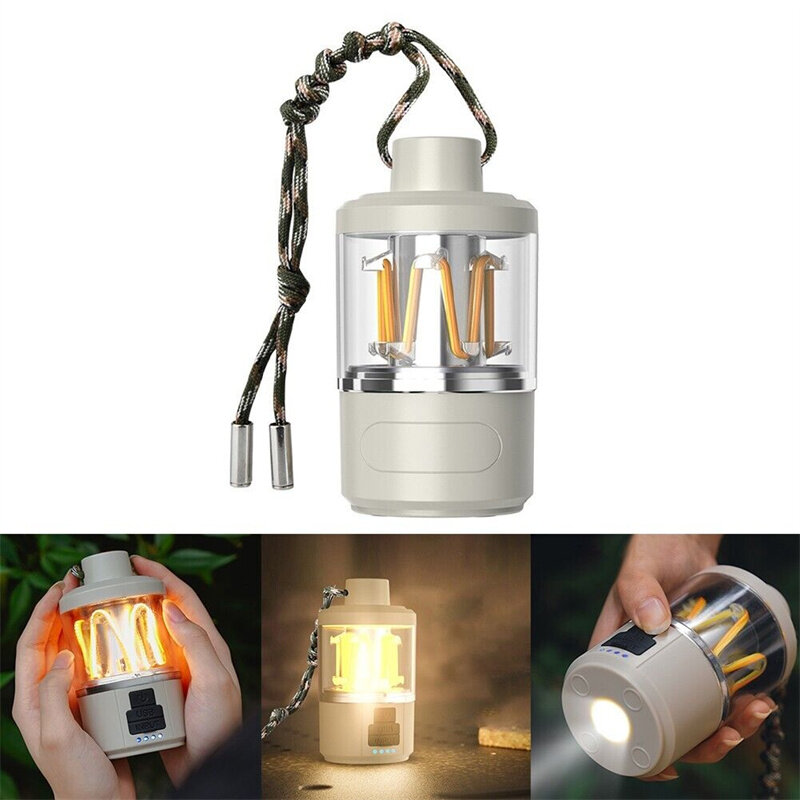 2300-7000K Adjustable Rechargeable Tent Lamp Vintage Portable Lantern Ambient Light Flashlight Outdoor Camping Lantern