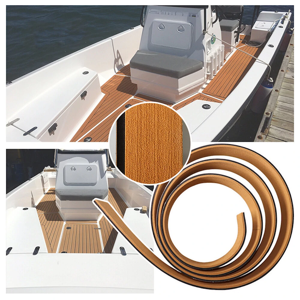 2400x58x5mm Soft Plastic Wood Non slip Anti collision Self adhesive Eva Boat Side Mat for Luxury Yachts Rvs Boats and Car Accessories