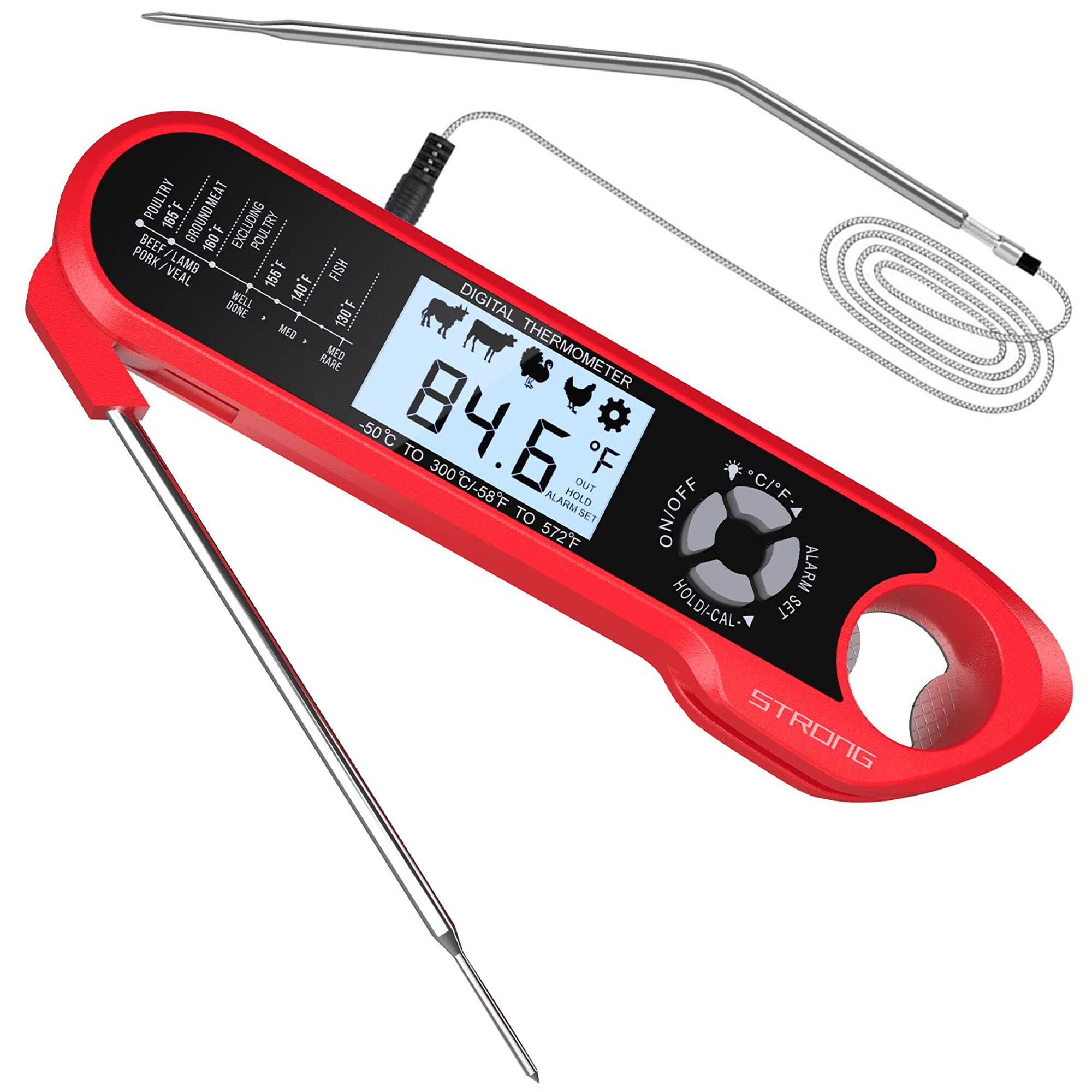 

AGSIVO Dual Probes Fast Instant Read Digital Food Meat Thermometer Waterproof For BBQ Kitchen Cooking Grilling