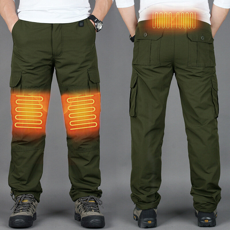 Pantaloni termici elettrici TENGOO con tre zone di riscaldamento, caldi e confortevoli per l'inverno, con riscaldamento al ginocchio per uomo