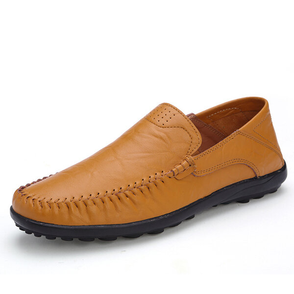 US Size 6.5-11.5 Men Leather Flat Casual Soft Outdoor Breathable Flats Loafers Shoes