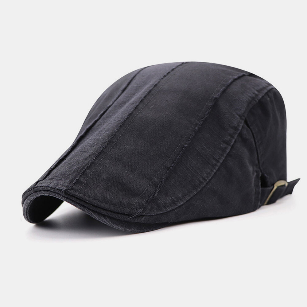 Men Made-old Cotton British Style Stitching Stripes Outdoor Casual Universal Forward Hat Beret Cap