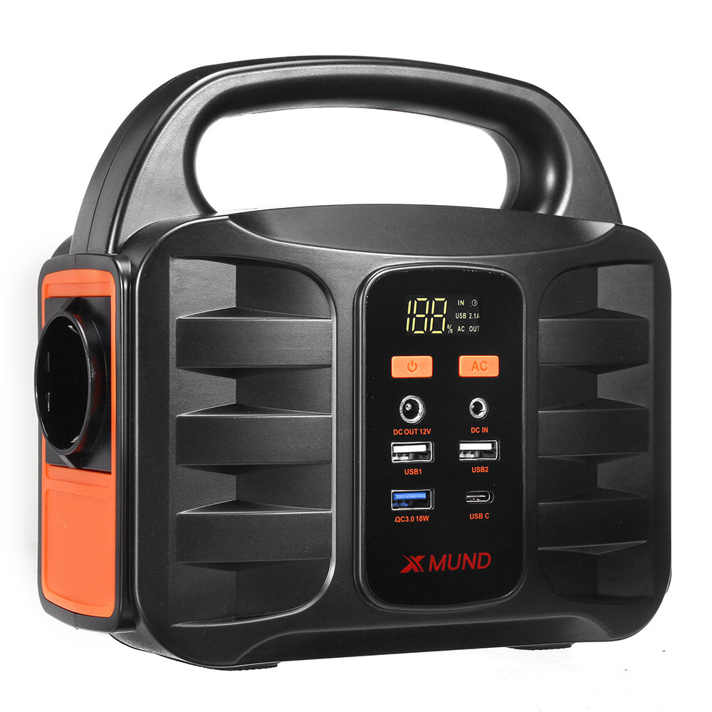 XMUND XD-PS6 155Wh Camping Zonne-energie Generatoren Draagbare krachtcentrale met 220V AC-stopcontact 2 DC-poorten USB QC3.0 LED-zaklampen Power Bank Outdoor Emergency Power Source Box
