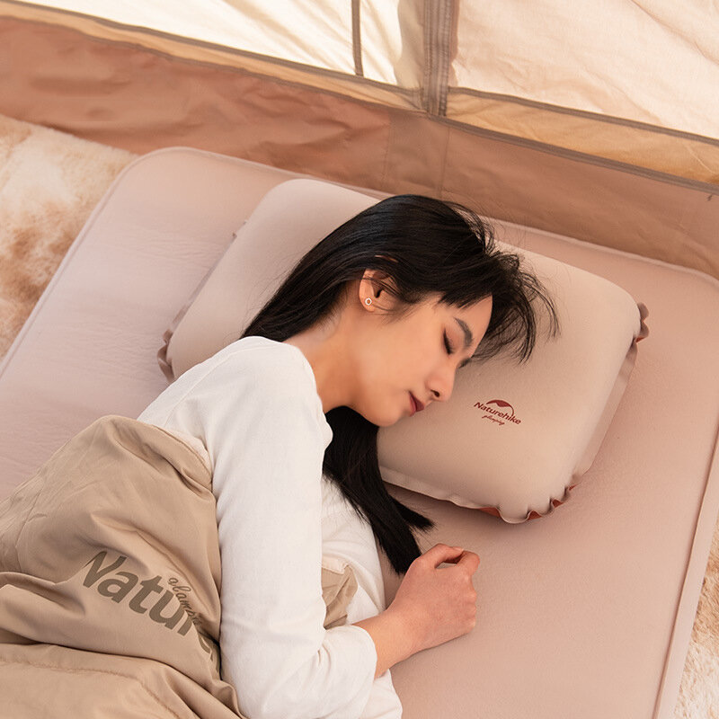 Almohada plegable inflable Naturehike Pillow 3D Comfortable con esponja silenciosa de espuma para acampar, almohadas portátiles para exteriores