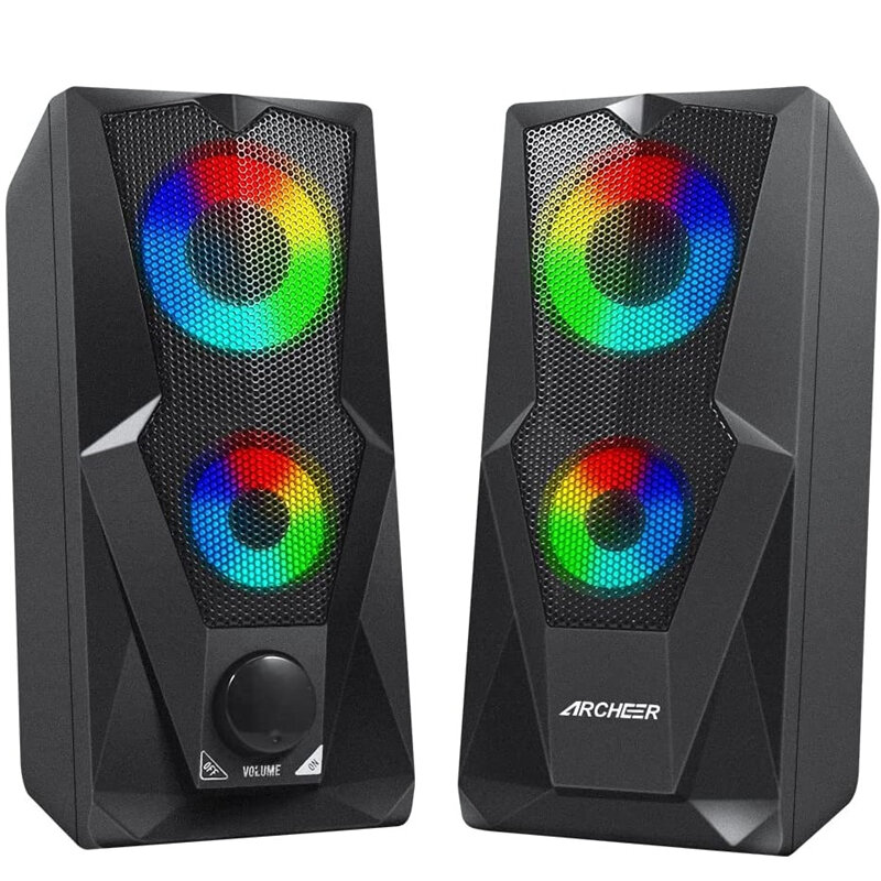 ACHEER CS1 Computer Speaker Gaming Speaker RGB Light PC 2.0 USB Powered Stereo Volume Control Desktop Speaker