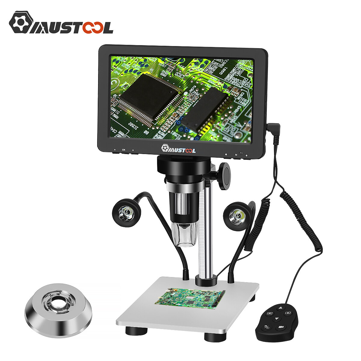 

Mustool DM9 Digital Microscope 7-inch 1200X Magnifying w/Reflect cover High Resolution 1080FHD Video Adjustable LED Ligh
