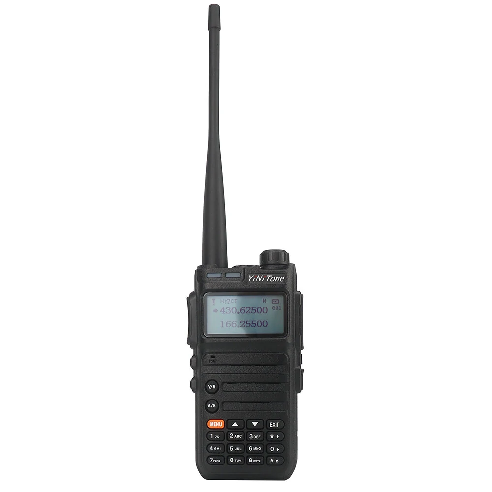Yinitone ht-uv1 5w walkie talkie dual band 400-520mhz/136-174mhz 199 channels fm transceiver two way radio