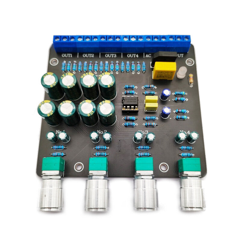 

AC12V AC Dual Power Supply Active Audio Splitter NE5532 op amp 1 Input 4 Output Power Amplifier Pre-stage Distribution