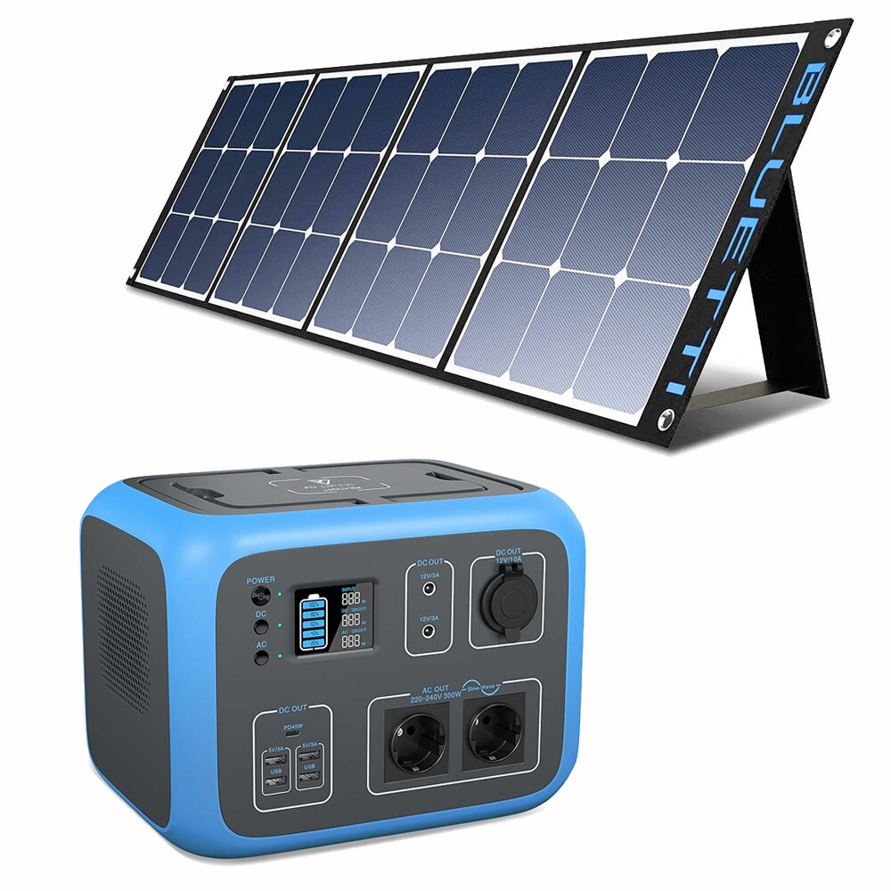 [EU Direct] BLUETTI SP120 120W Painel Solar + BLUETTI AC50S 500WH/300W Kit de fonte de alimentação de emergência externa para estação de energia portátil