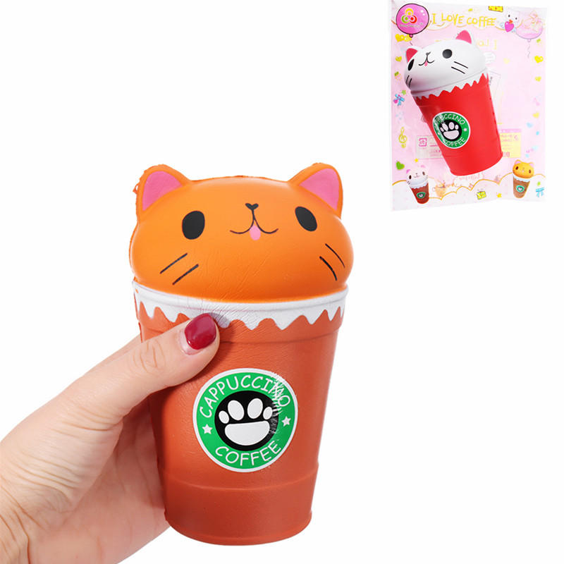 Sunny Squishy Cat koffiekopje 13,5 * 8,5 cm Slow Rising Soft dierenspeelgoed met verpakking