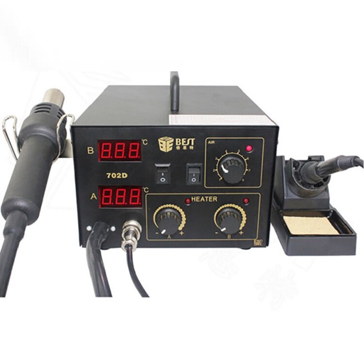 BEST-702D 2 In 1 650W High Power Hot Air Gun Soldering Rework Station with Digital Display with 3 No