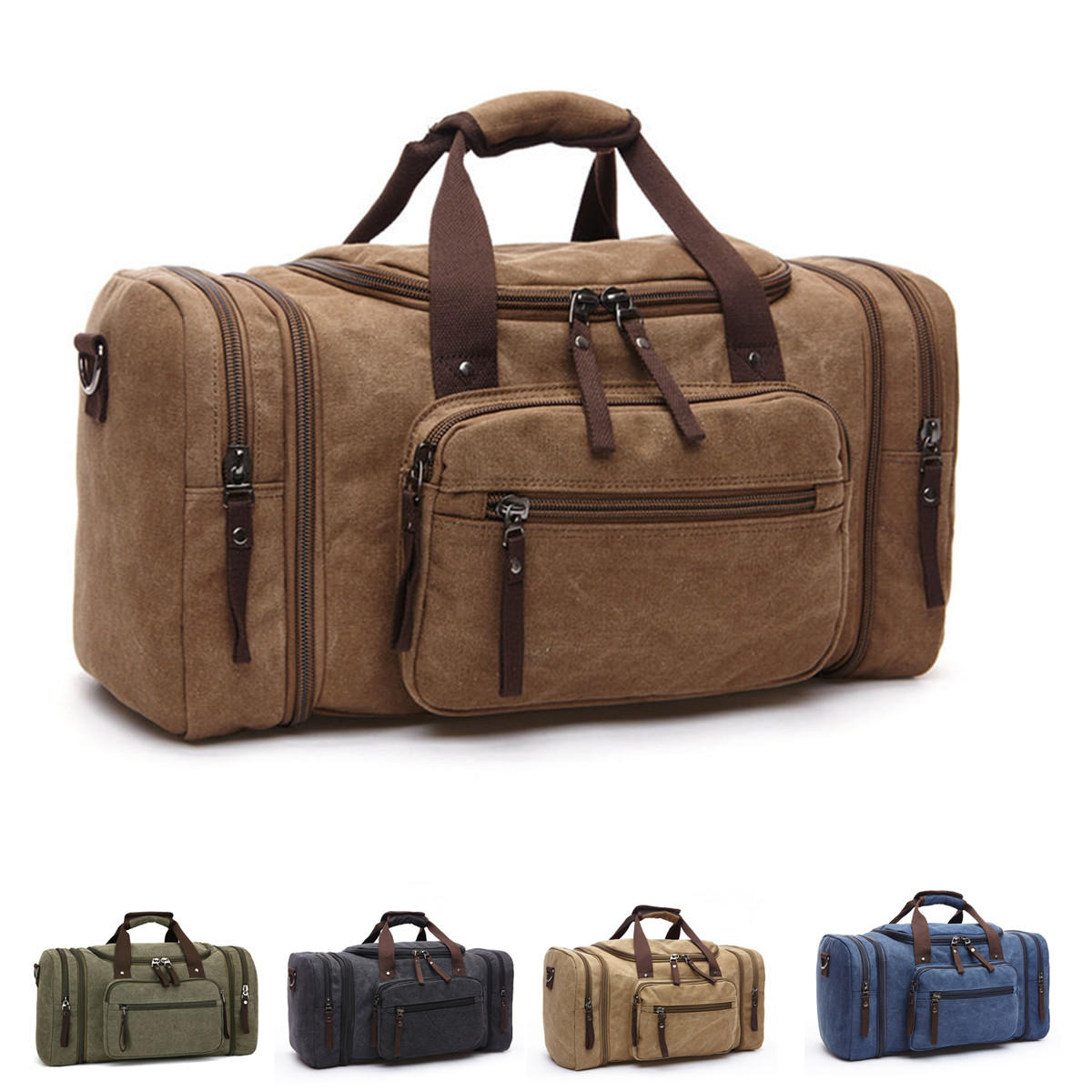men women canvas luggage duffle bag gym handbag outdoor sports travel fitness tote bags Sale ...