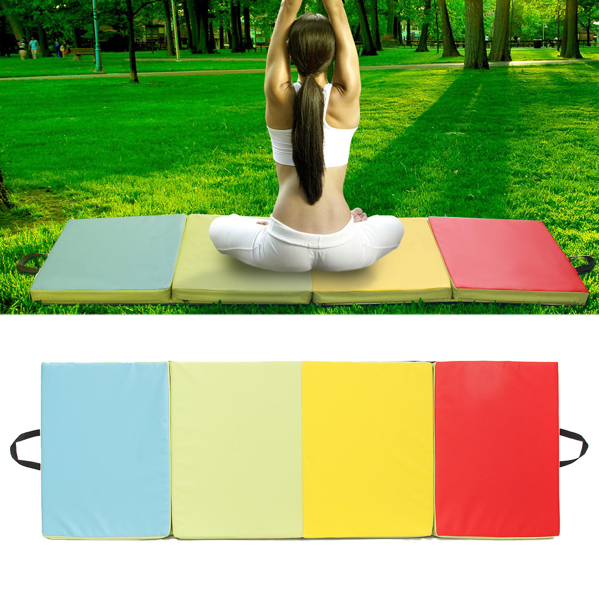 70.86x23.6x1.96inch 4 Folding Gymnastikmatte Yoga Fitness-Studio Panel Klettern Tumbling Pad
