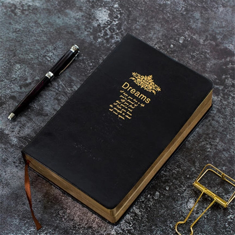 Super Dikke Kladblok Retro Gouden Rand Blanco Notebook Grote Schilderij Schrijven Dagboek School Bri