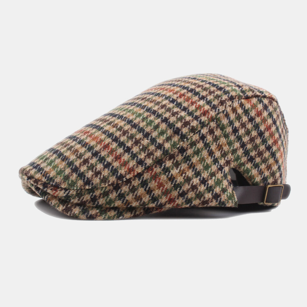 

Men Cotton Stripe Pattern Literary Painter Retro British Style Casual Forward Hat Beret Hat