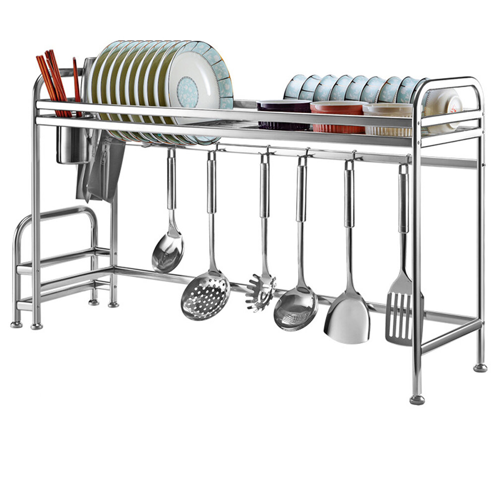 66cm/91cm Stainless Steel Over Sink Dish Drying Rack Storage Multifunctional Arrangement for Kitchen Counter