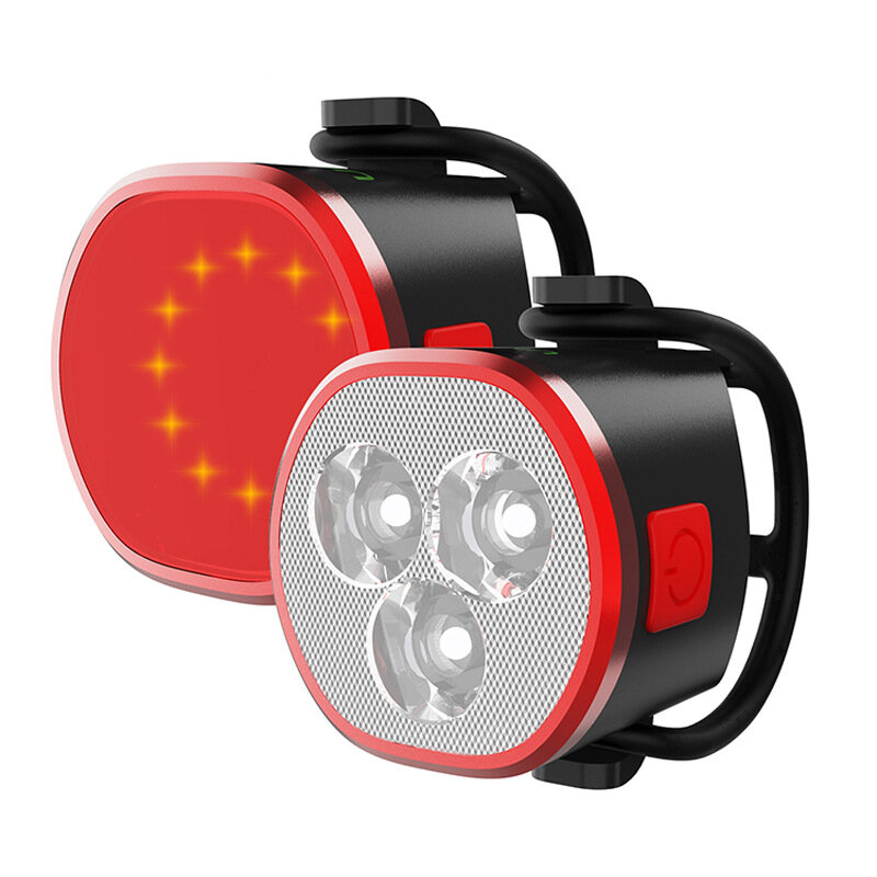 Xanes 2PCS Bike Light (Headlight +Taillight ) Max 20h Battery Life USB Rechargeable IPX6 Waterproof 
