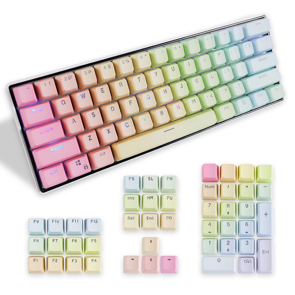 

KEMOVE 104 Keys Rainbow Gradient / Sunset Gradient PBT Keycap Set OEM Profile Dip-Dyeing Translucent Custom Keycaps with