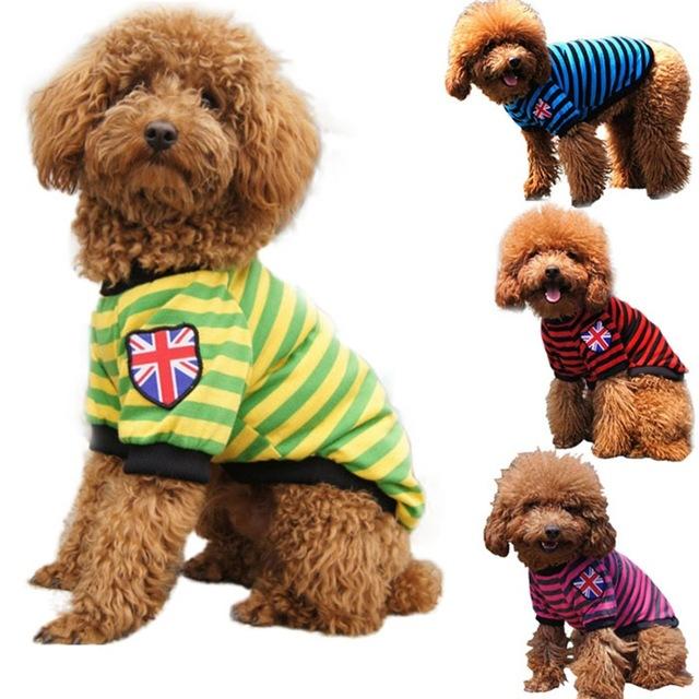 Pet Hond Kat Gestreepte Kleding Jassen T-shirt Pet Kleding Vest Winter Lente Pet Customes 3 Kleuren