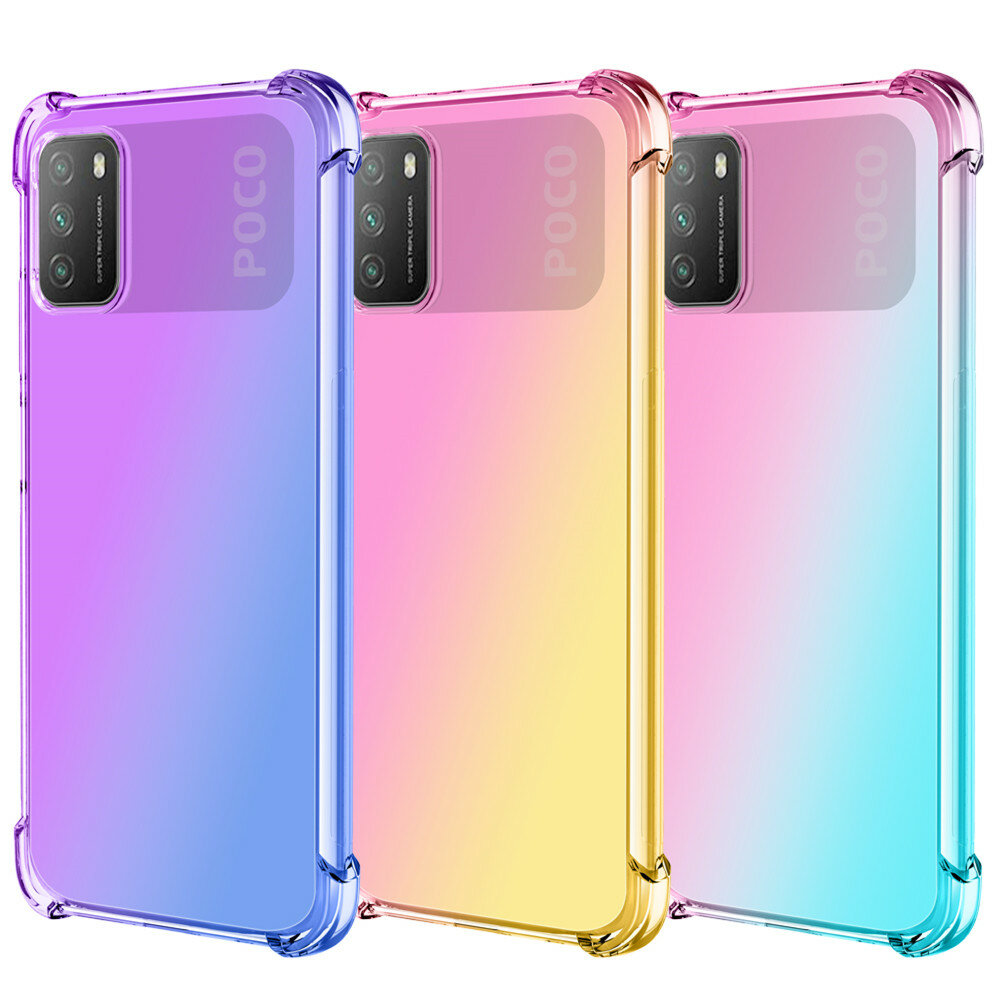 Bakeey for POCO M3 Case Gradient Color with Four-Corner Airbag Shockproof Translucent Soft TPU Prote