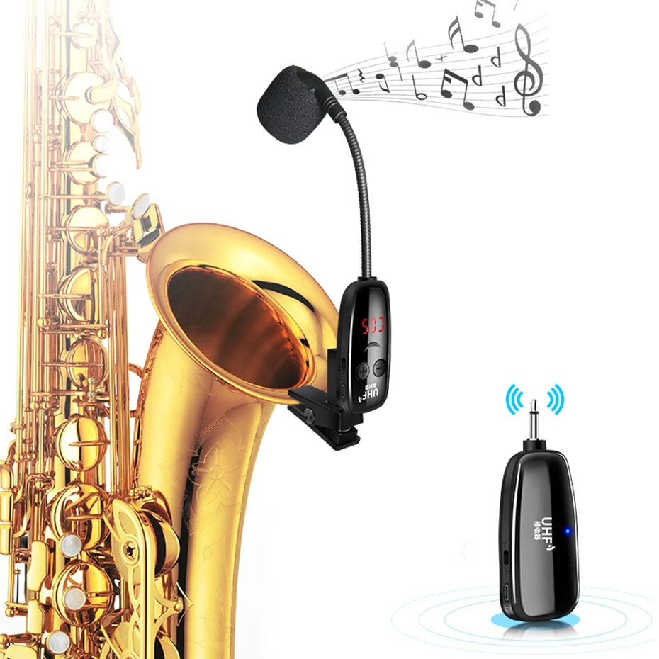 U12SKS-T Draadloze Microfoon Zender Ontvanger Saxofoon Muziekinstrument voor Orkest Tuba Trombone na