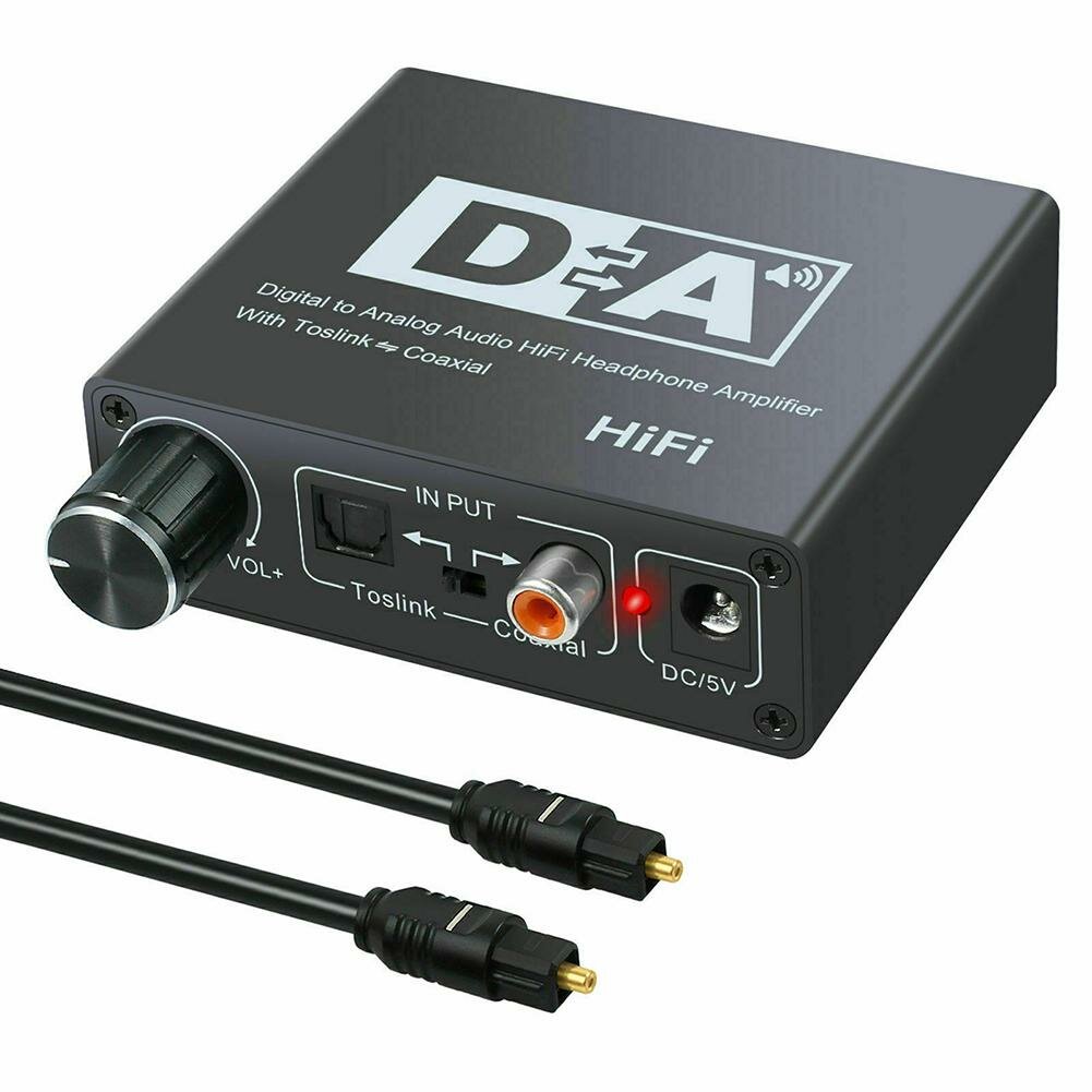 

HIFI DAC Amp Digital To Analog Audio Converter Decoder 3.5mm AUX RCA Amplifier Adapter Toslink Optical Coaxial Output DA