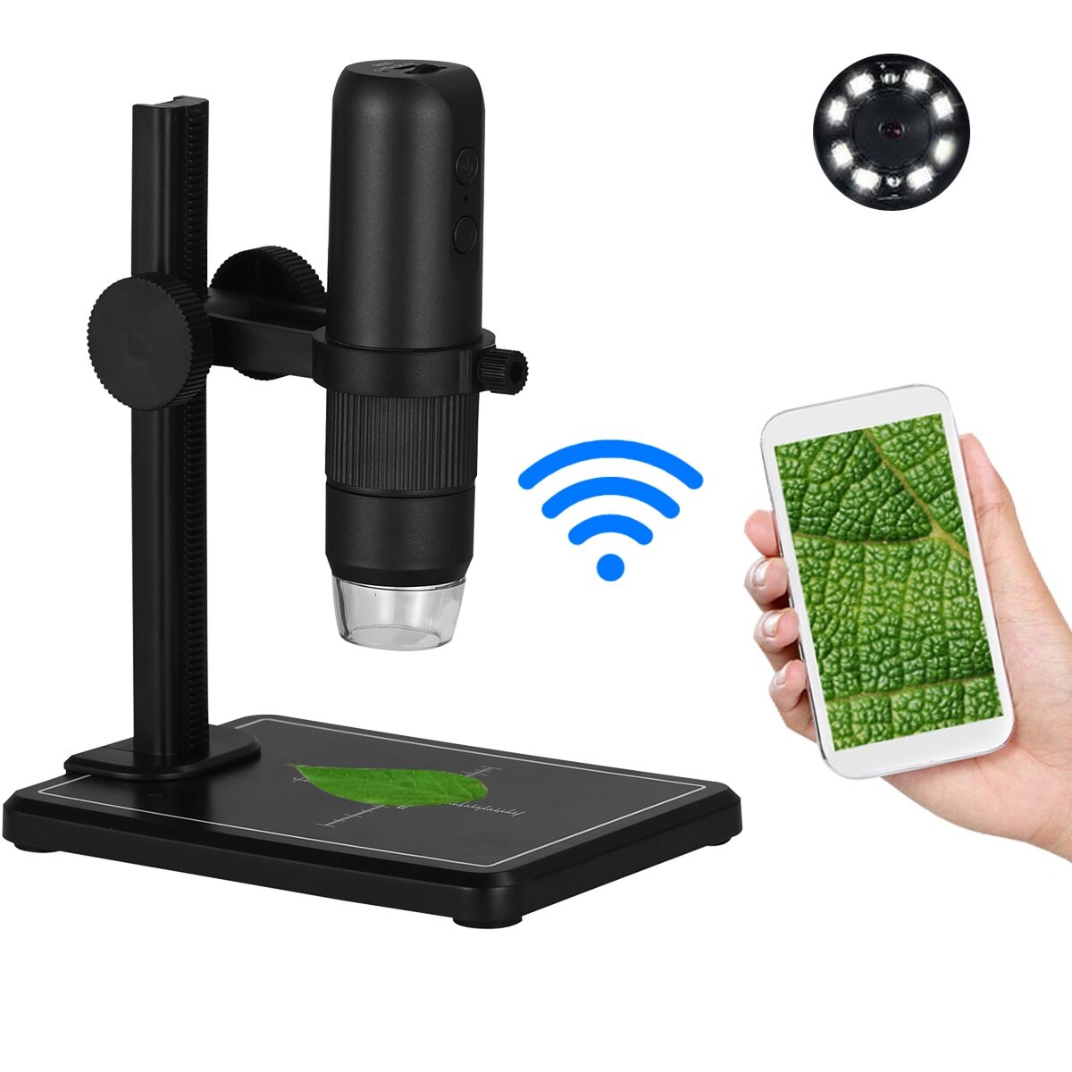 Portable USB Wifi Microscope 8 LED Light Adjustable Dimmer Real-Time 0-1000X Practical Handheld Magn