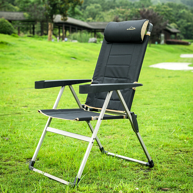 CAMPOUT Outdoor Camping Chair Aluminum Portable Folding Chair Recliner Three-Speed Adjustable Long Back Chair Ultra Light Picnic Seats
