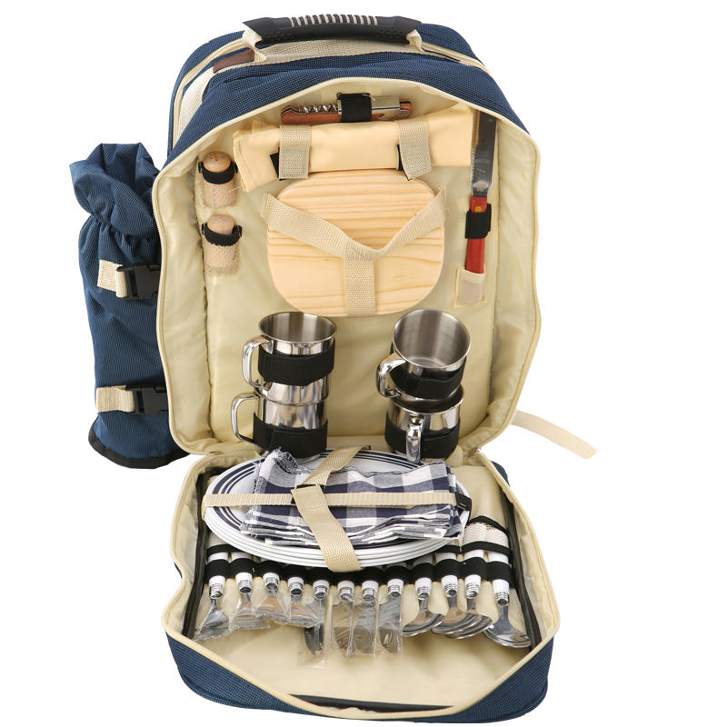 Outdoor 4 Persons Picnic Backapck Rucksack Portable Camping BBQ Lunch Bag With Tableware Set