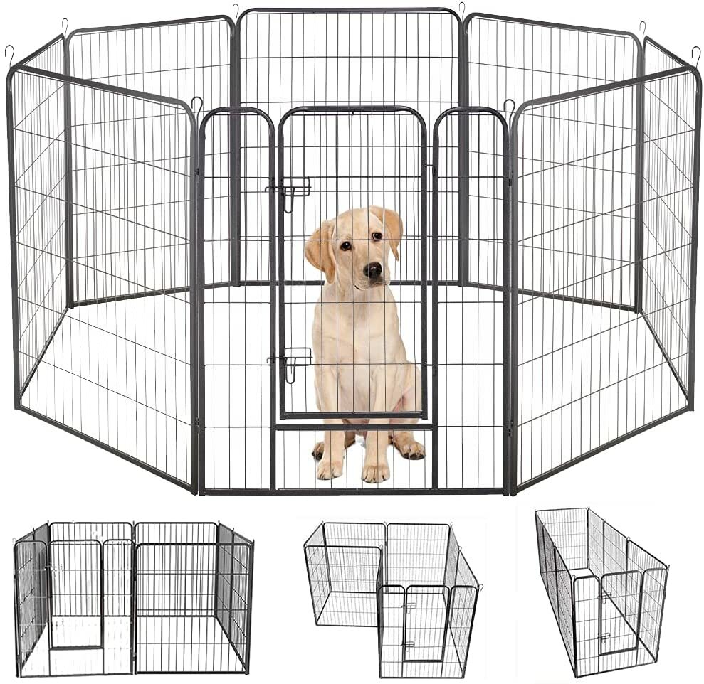 Toocapro Hondenpen 8 Panelen 40 "Hoogte RV Hondenomheining Buitenboxen Oefenpen voor Honden Metalen 