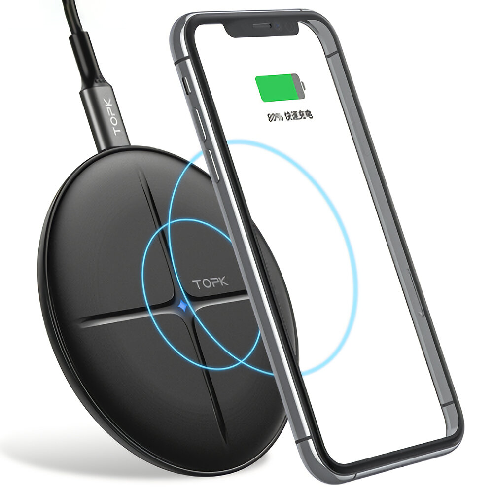 TOPK B09W 10W 7.5W 5W Wireless Charger Fast Wireless Charging Pad For Qi-enabled Smart Phones For iPhone 12 Pro Max for