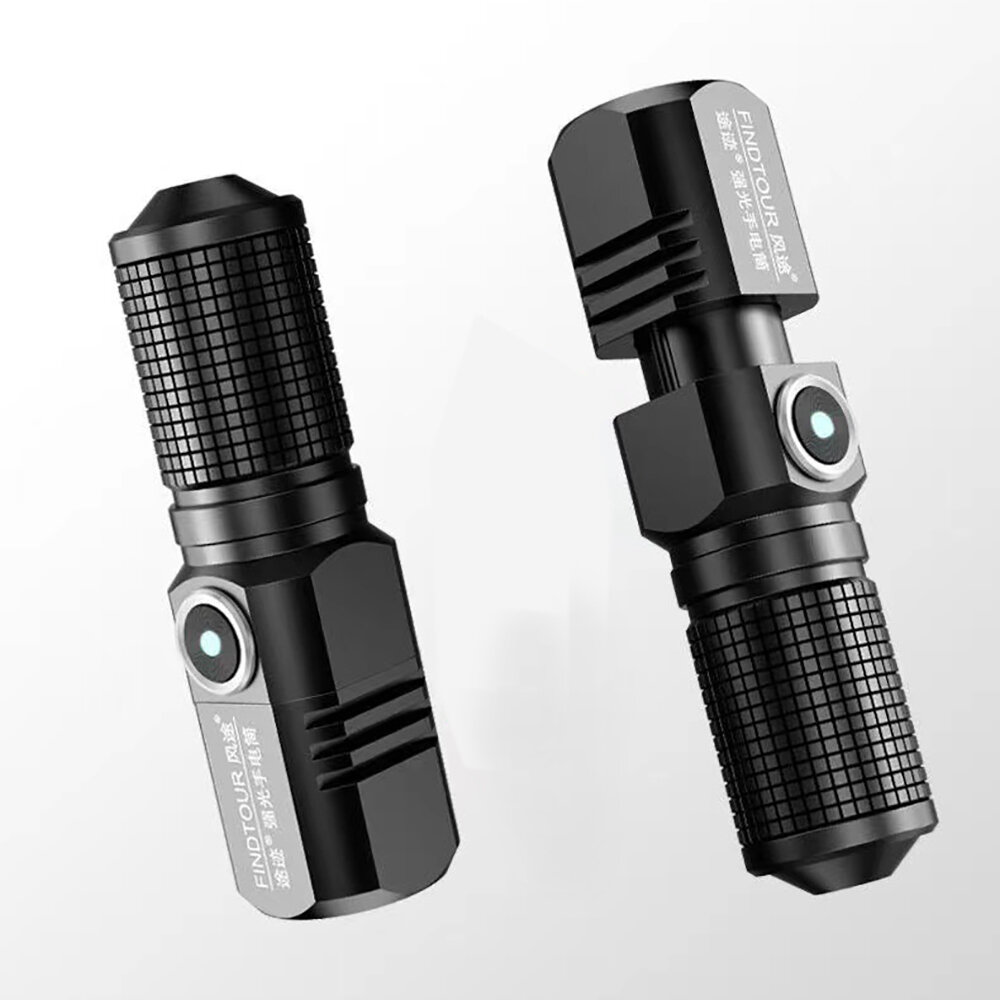FINDTOUR P100 1000M Long Rang Zoomable Super Birght Mini LED Flashlight Aluminum Alloy Type-c Rechargeable Three Gears D