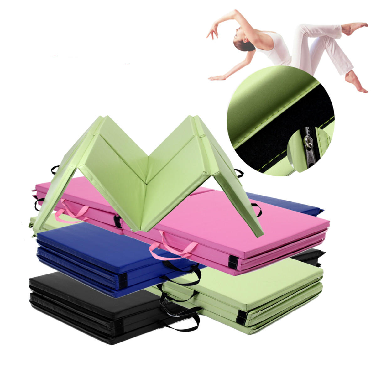 94.49x48.03x1.57inch 8 Folding Gymnastics Mat Yoga Exercise Gym Panel Tumbling Climbing Pad